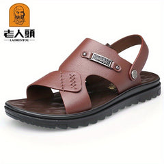 LAORENTOU Men's Faux Leather Non Slip Sandals