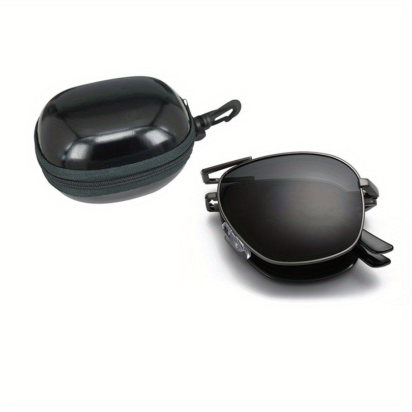SOOLALA Men's Polarized Folding Driver Sunglasses With Zipper PU Leather Case