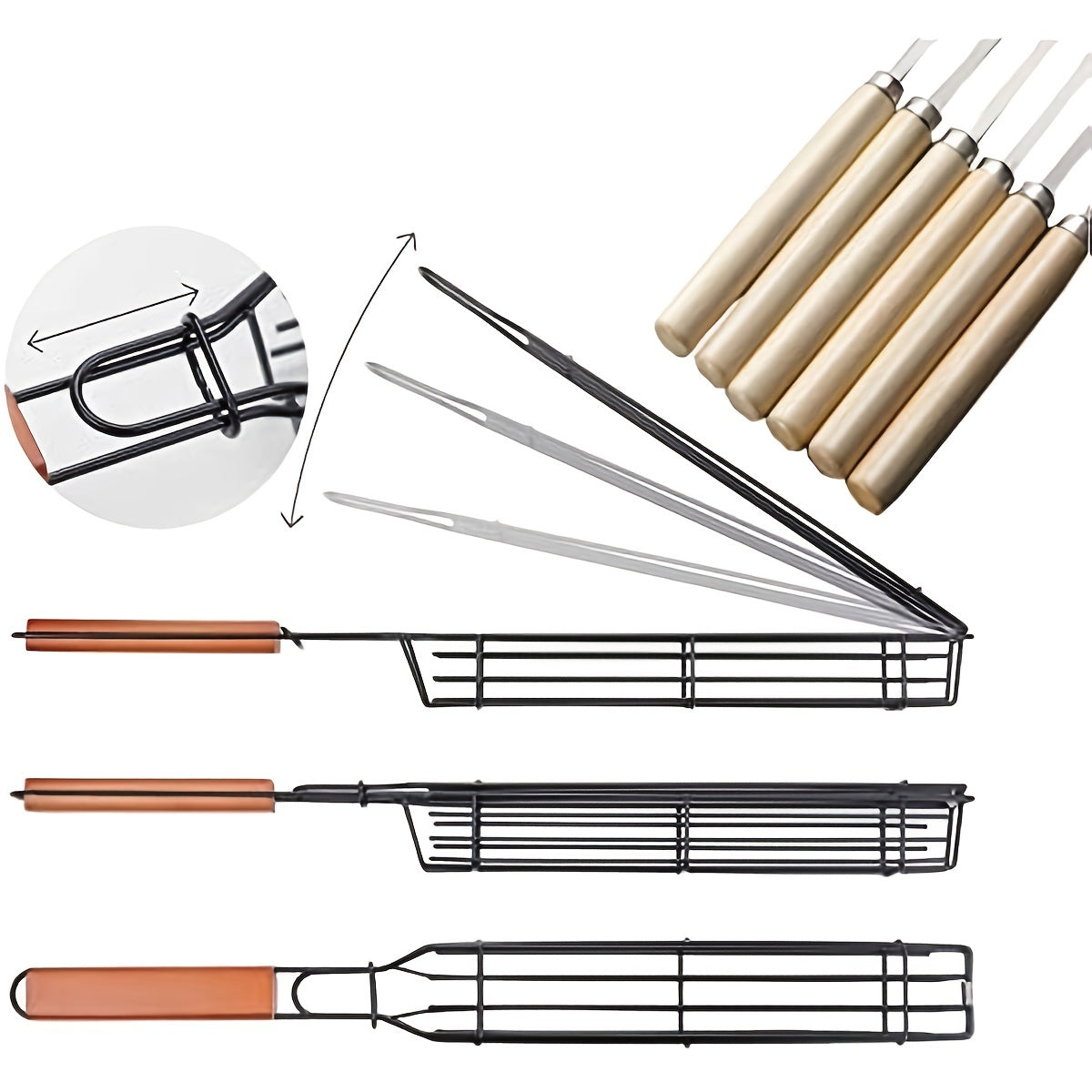 6-Piece Nonstick Kabob Grilling Basket Set