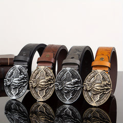 Men's Vintage Western Leather Belt with Buckle