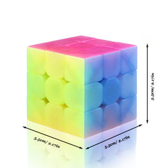 3x3 Speed Cube Jelly Colors Durable ABS Lightweight Sticker Brain Teaser