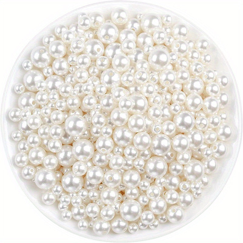 100pcs Mix Size Imitated Pearl Beads 4-8mm Pearls Accessories Women's Jewelry