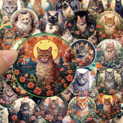 50pcs Cartoon Cat Series Waterproof Stickers for DIY Creative Projects
