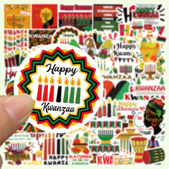 50pcs Kwanzaa Stickers for DIY Decorative Water Cup, Phone Case, Notebook