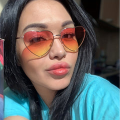 Love Heart Frame Sunglasses Rimless Gradient Lens UV Protection