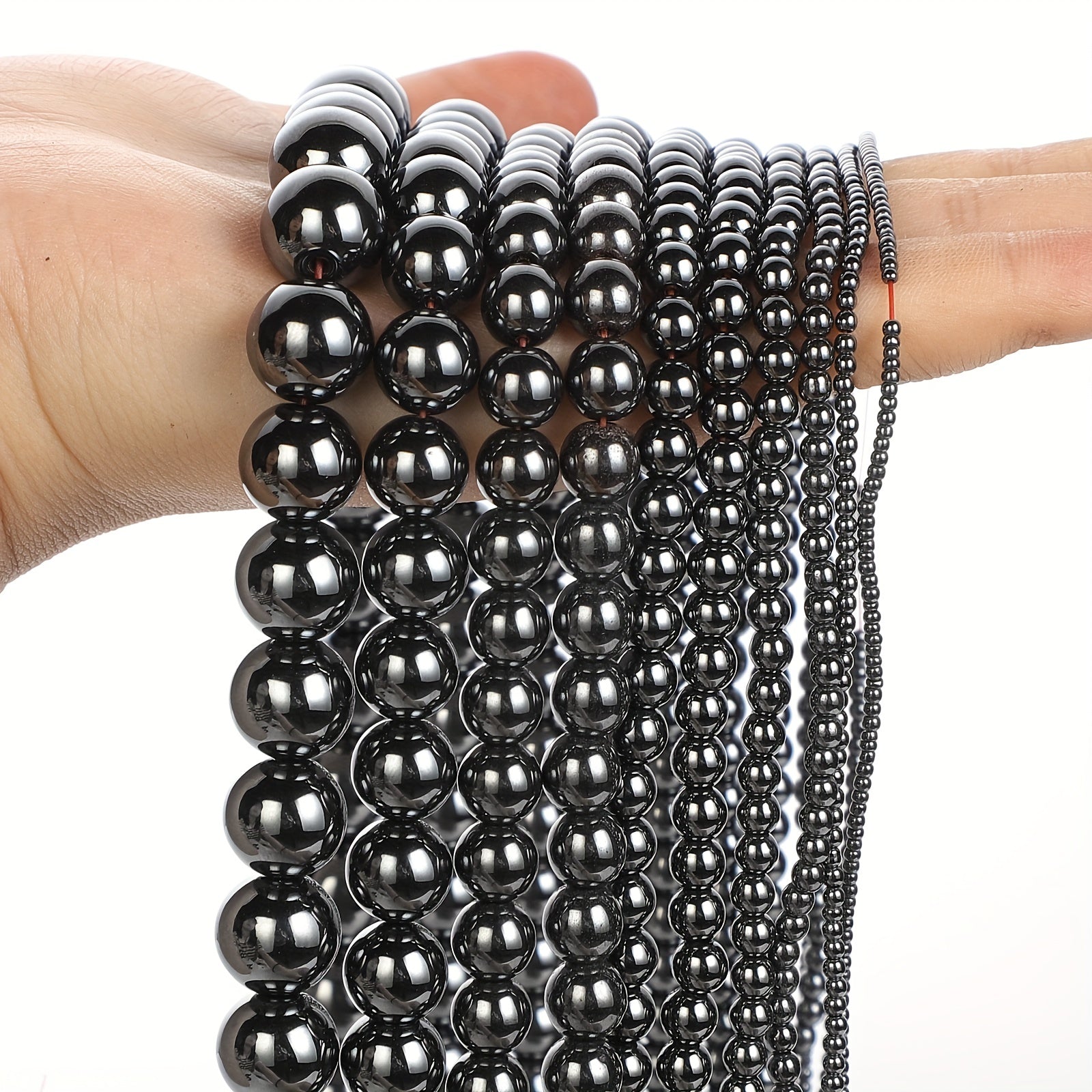 Natural Hematite Round Loose Beads for DIY Jewelry Making 1-12mm
