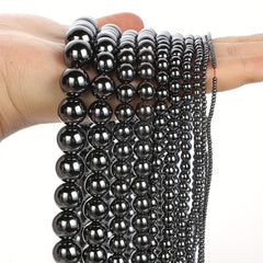 Natural Hematite Round Loose Beads for DIY Jewelry Making 1-12mm