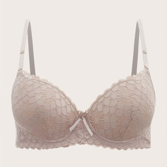Lace Geometric Pattern Push Up Bra