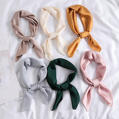 Solid 50s Neck Scarf Retro Silk Necktie Long Skinny Scarf For Purse