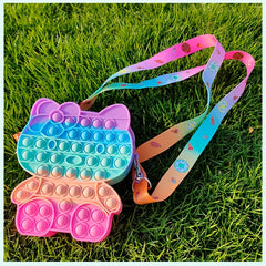 Kitten Shape Girls Crossbody Bag Silicone Soft Surface Messenger B