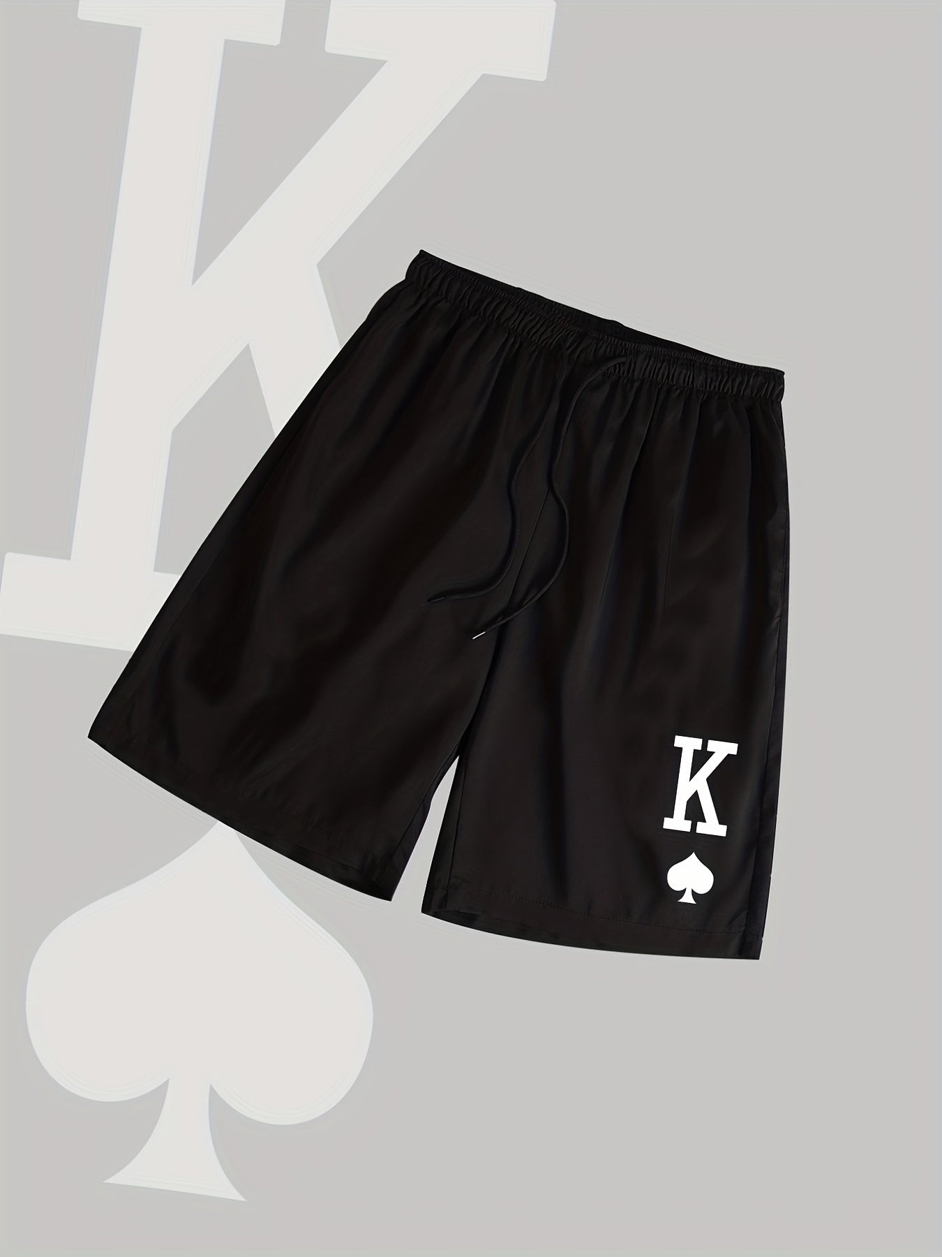 Spades Graphic Print Casual Drawstring Shorts Men's Summer