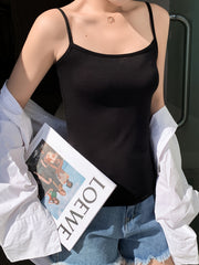 Solid Cami Top Crew Neck Slim Fit Top Women's Lingerie