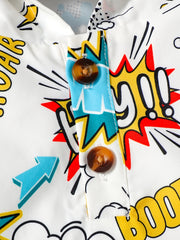 Boys Comics Letter Hoodie & Sweatpants Set