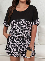 Geometric Print Top & Shorts Set