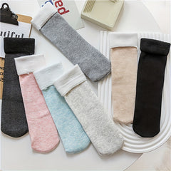 7 Pairs Plush Lined Mid Tube Socks Women's Stockings