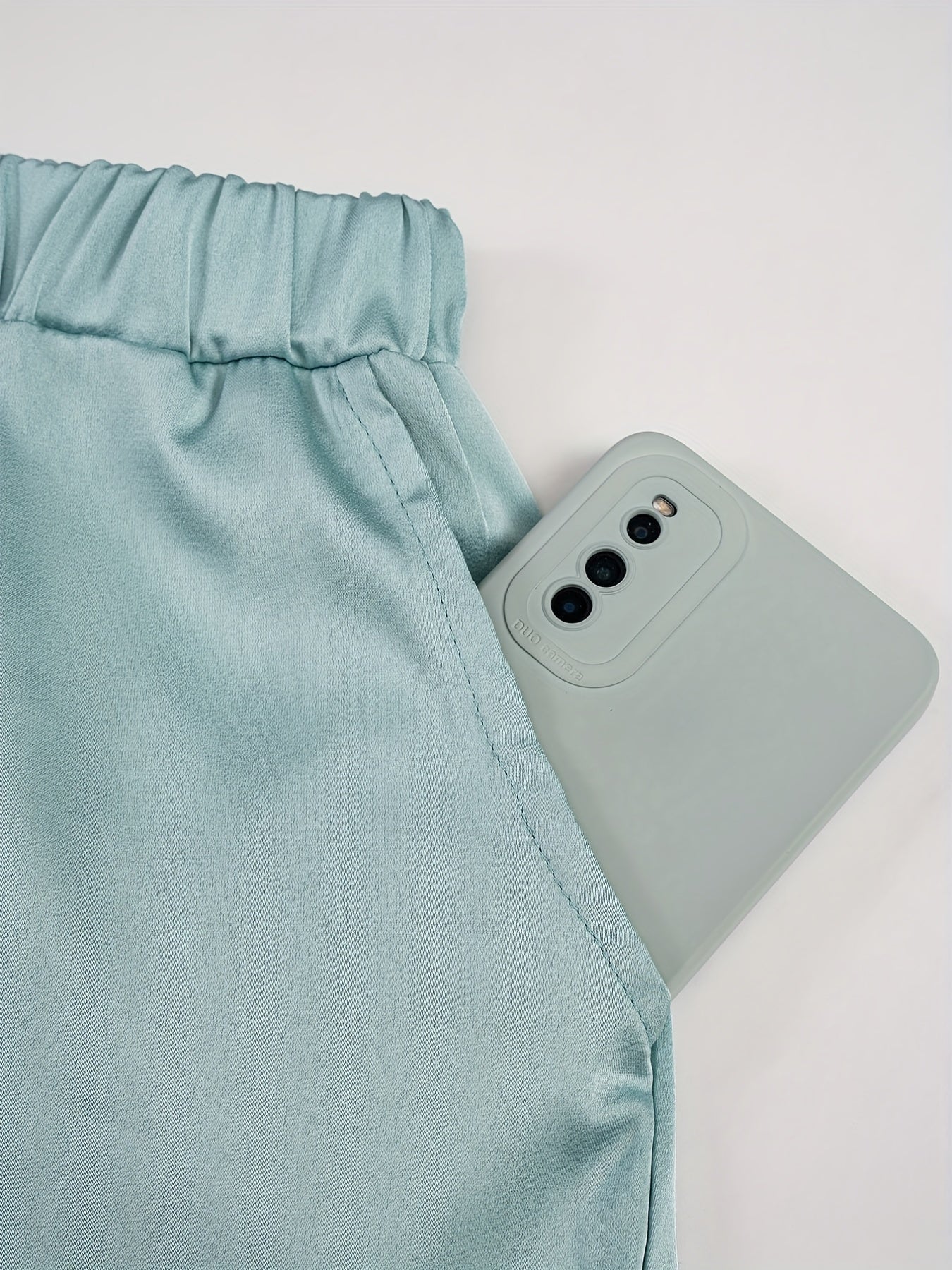 Solid Casual Elastic Waist Wide Leg Summer Shorts With Pockets