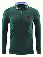 Red Cat Print Men's Polo Shirt Stretch Breathable Button Up