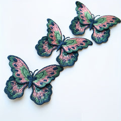 3pcs Butterfly Embroidered Applique Double Layer Sewing Patch for Clothes