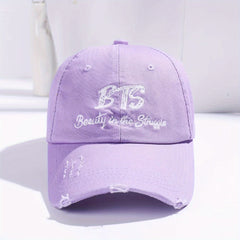 B T S Distressed Denim Baseball Cap