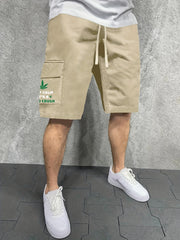 Men's Letter And Leaves Graphic Casual Sports Cargo Shorts