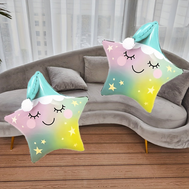 2pcs Sleepy Stars Aluminum Film Balloons Party Decoration Supplies