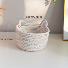 Colorful Cotton Rope Desktop Storage Basket for Office and Living Room