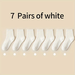 7 Pairs Ribbed Socks Breathable Women's Stockings