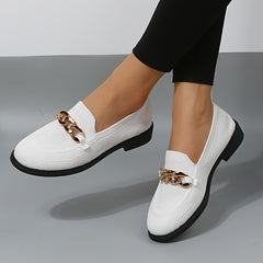 Women's Metal Decor Flat Loafers Breathable Solid Knit Slip On Shoes