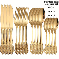 Modern Stainless Steel Cutlery Set, 24pcs