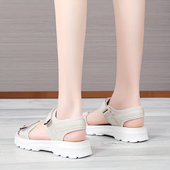 Women's Platform Sandals Hook & Loop Summer Shoes Comfortable Open Toe Sandals
