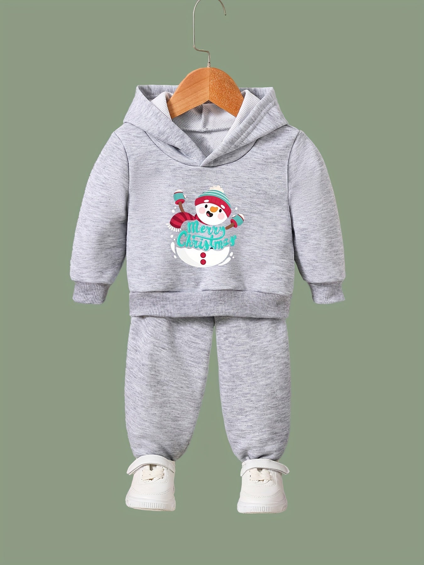 Baby Snowman Print 2pcs Outfit Girls Hoodies Jogger Pants Set