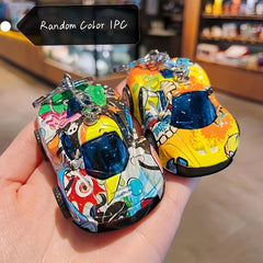 Alloy Car Keychain Graffiti 3D Key Chain Bag Pendant