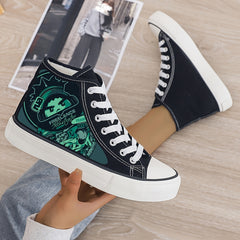 Cartoon Print Plush Lined Thermal Chunky Canvas Sneakers