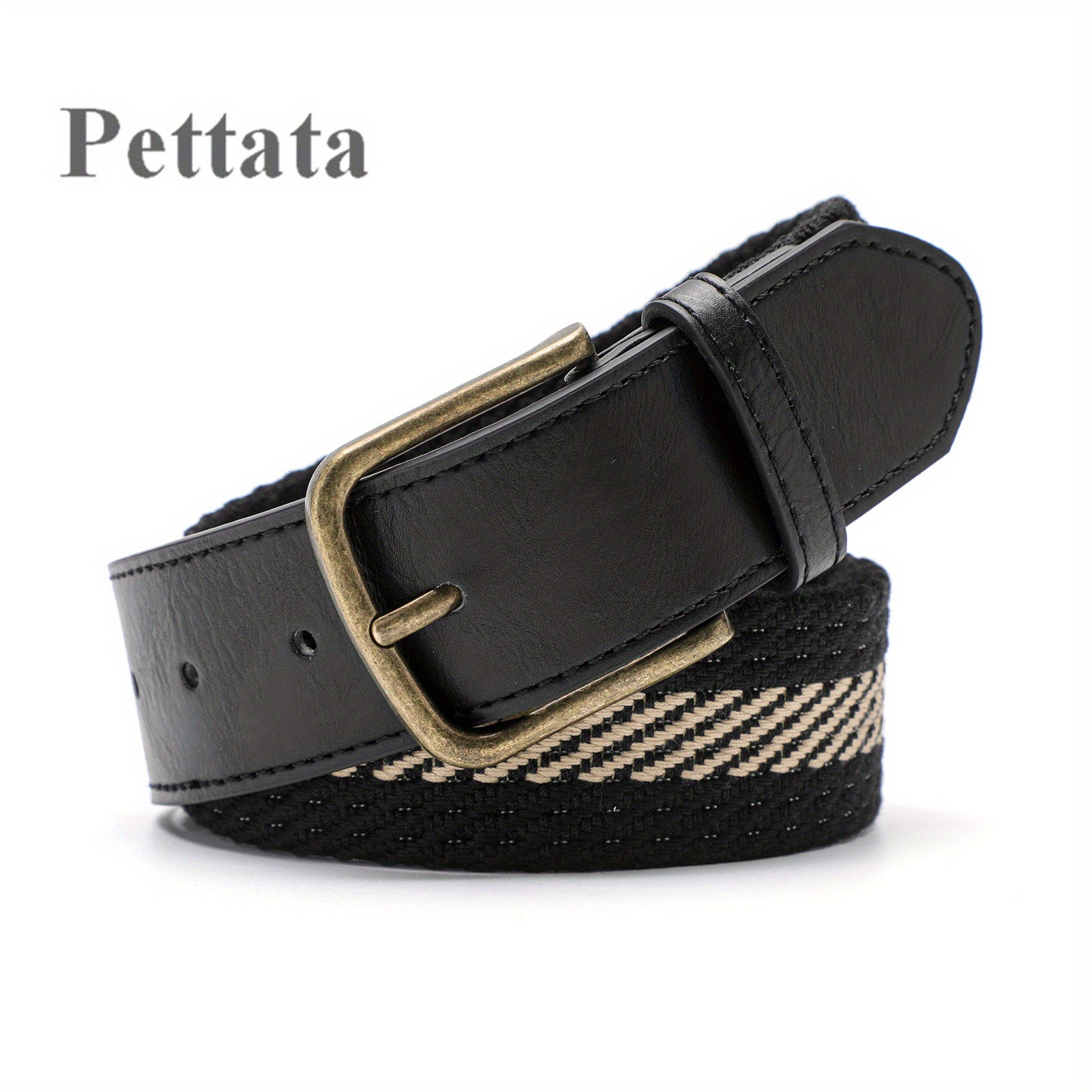 Pettata Men's Canvas Web Belt with Retro Pin Buckle