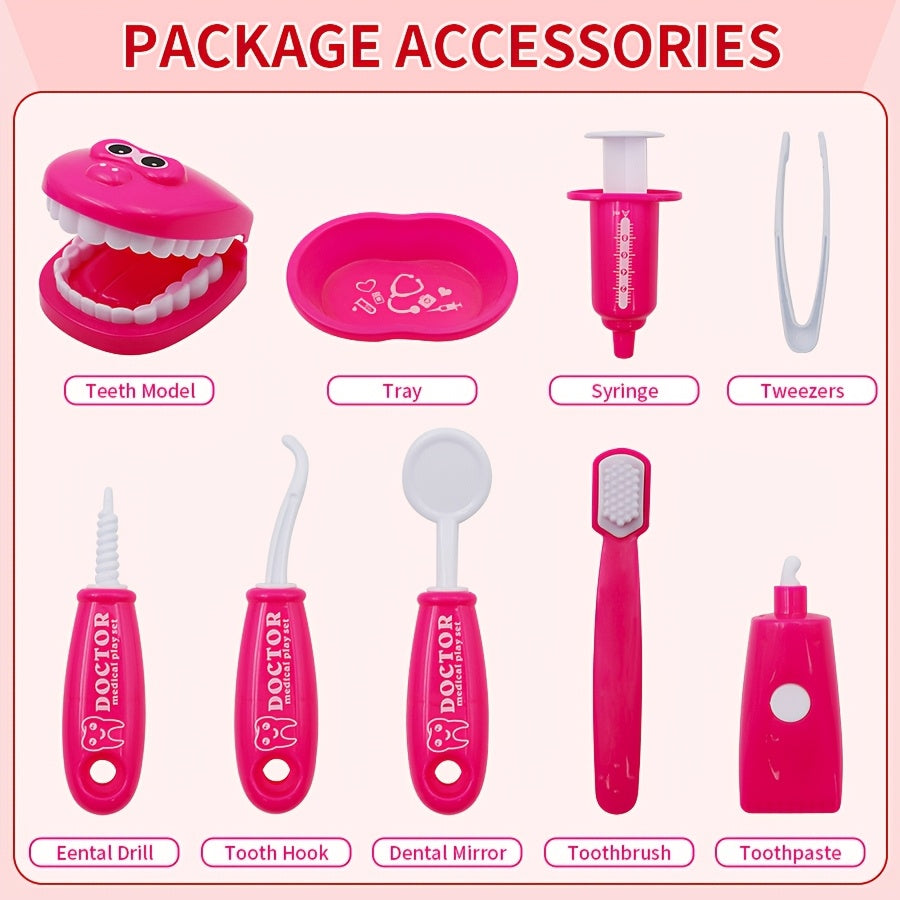 9pcs Plastic Dentist Play Set Medical Kit Pretend Toy for Kids in 6 Colors