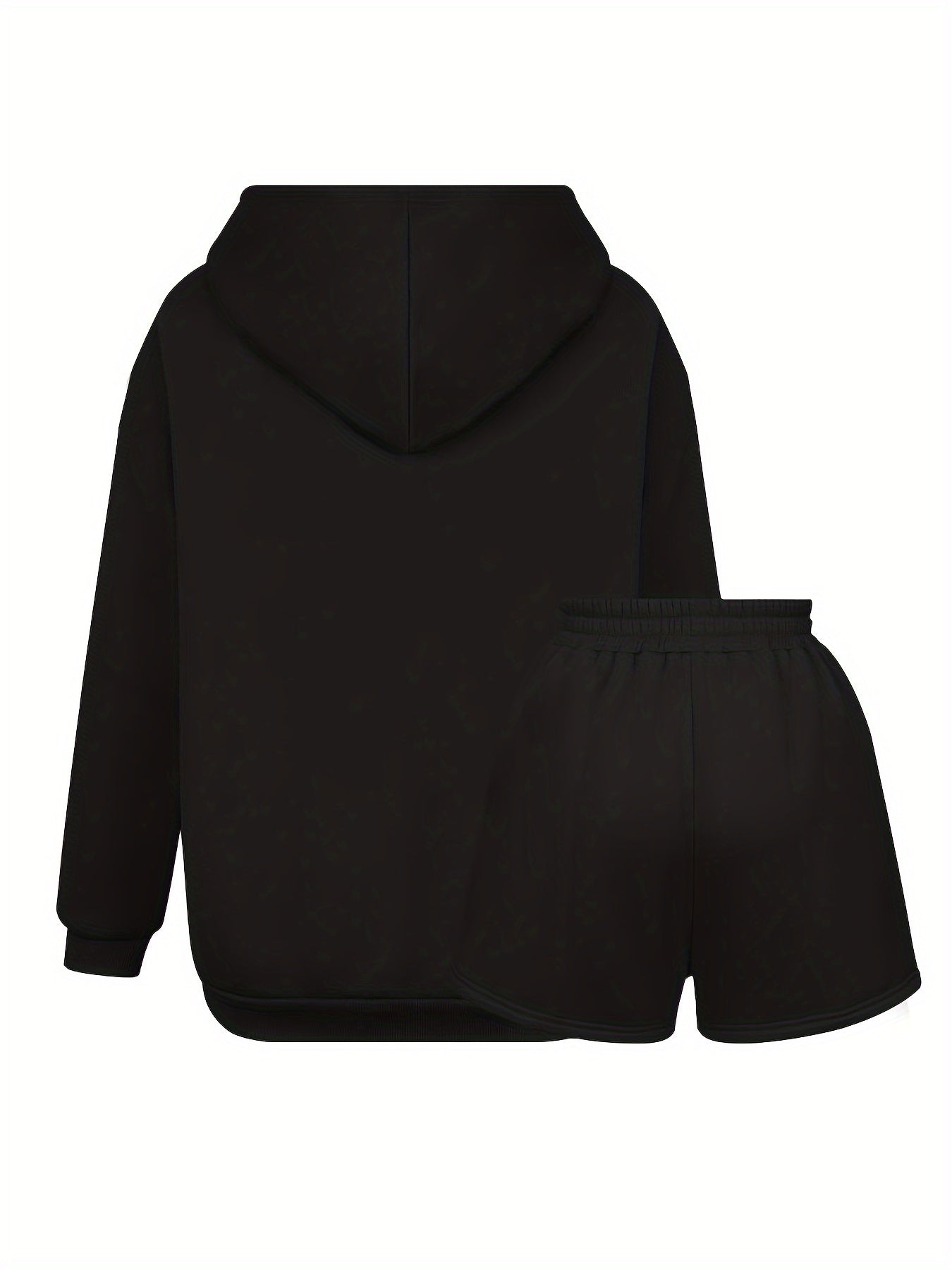 Women's Plus Size Christmas Hoodie & Shorts Outfit Set