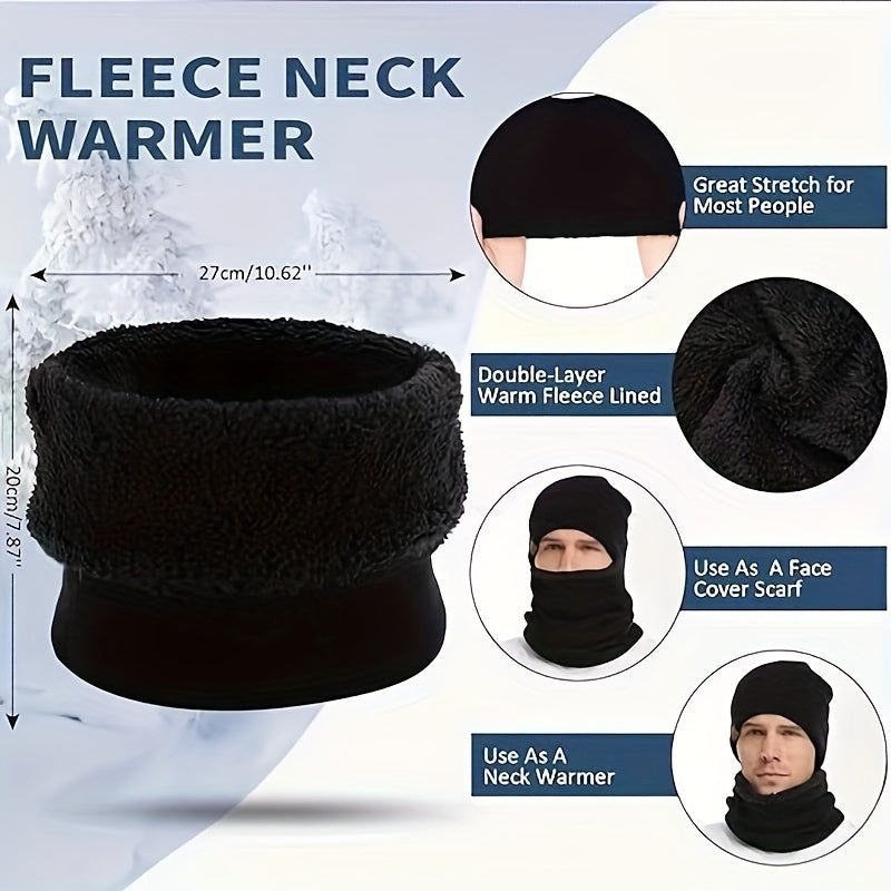 3 Pc Winter Warm Velvet Thickened Set Hat Scarf Gloves Solid Touch Screen