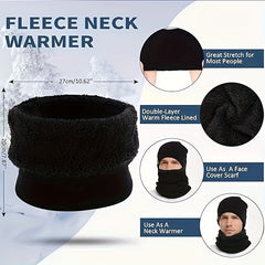 3 Pc Winter Warm Velvet Thickened Set Hat Scarf Gloves Solid Touch Screen