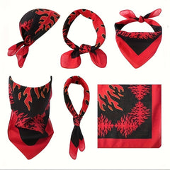Flame Print Bandana Hip Hop Square Scarf Cowboy Cowgirl Headband