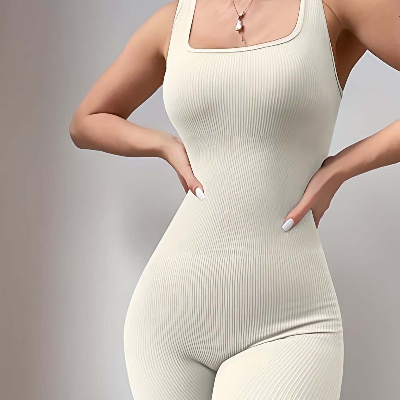 Ribbed Sports Jumpsuit High Elastic Bodysuit
