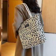 Leopard Pattern Zipper Tote Bag for Women