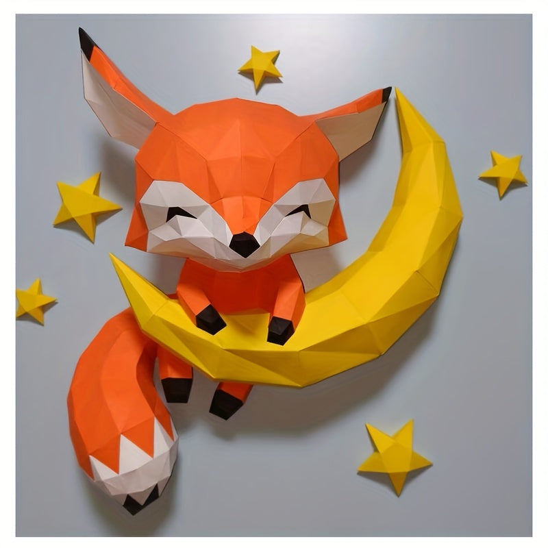 DIY Fox Standing On Rock Paper Mold for Home Wall Hanging