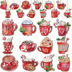 36pcs Christmas Hot Cocoa Wooden Ornaments Hanging Decorations