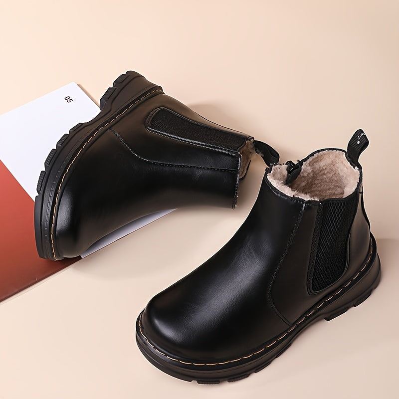 Casual Solid Zipper Boots for Girls Lightweight Indoor Outdoor Winter