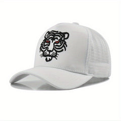 Tiger Head Embroidered Baseball Cap Animal Mesh Trucker Hat