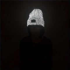 Reflective Beanie Cap Skullies Warm Knit Hat Windproof Unisex