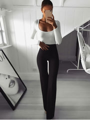 High Waist Yoga Long Pants Slim Flared Legs Activewear