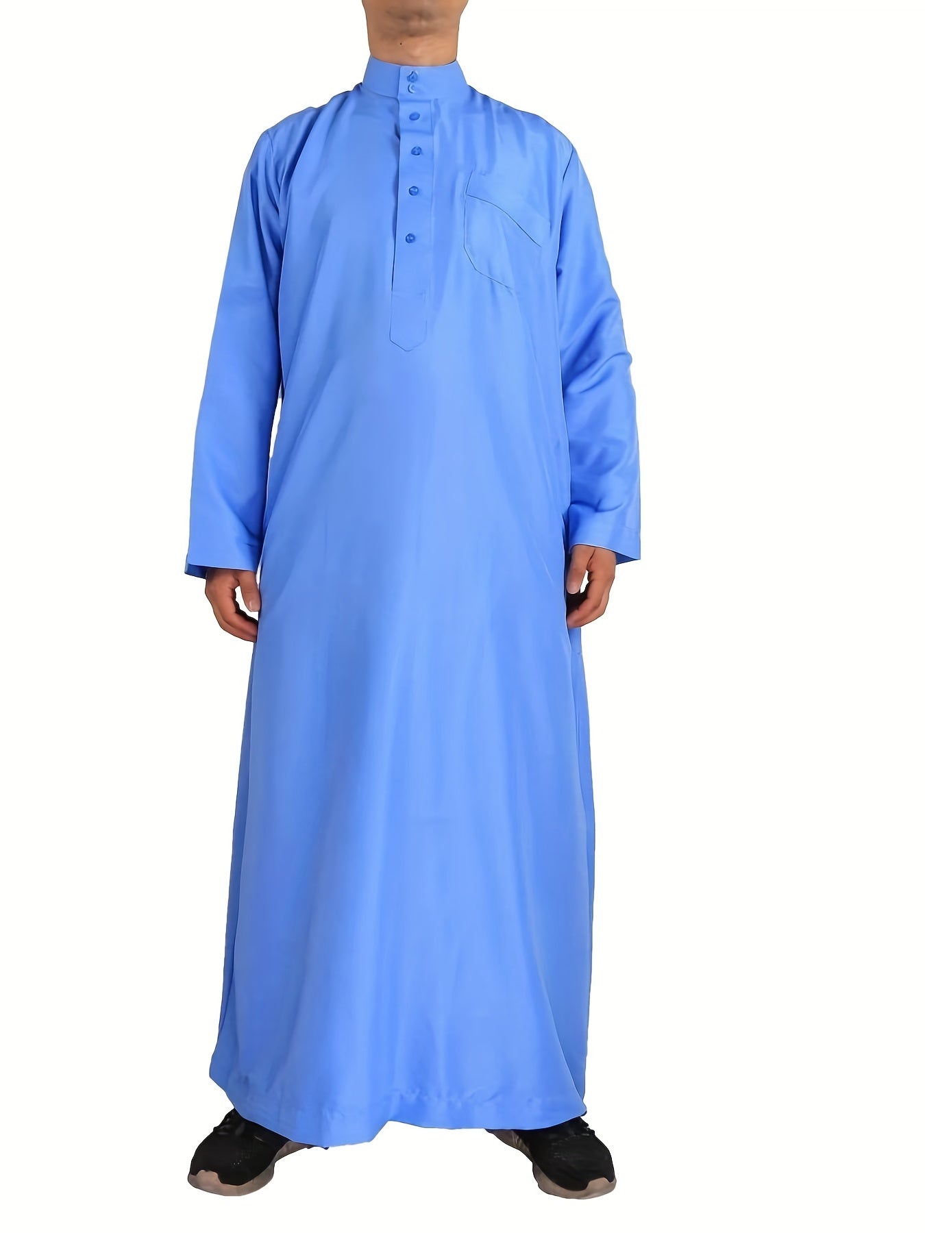 Muslim Men Long Sleeve Thobe Middle East Saudi Arab Kaftan Islamic Robe