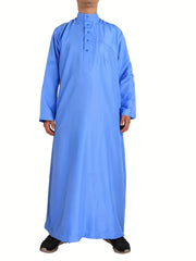Muslim Men Long Sleeve Thobe Middle East Saudi Arab Kaftan Islamic Robe