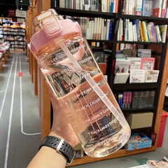 2L 67oz Sports Water Bottle with Straw and Time Marker